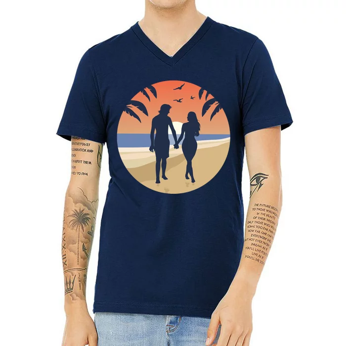 Beach Couple V-Neck T-Shirt