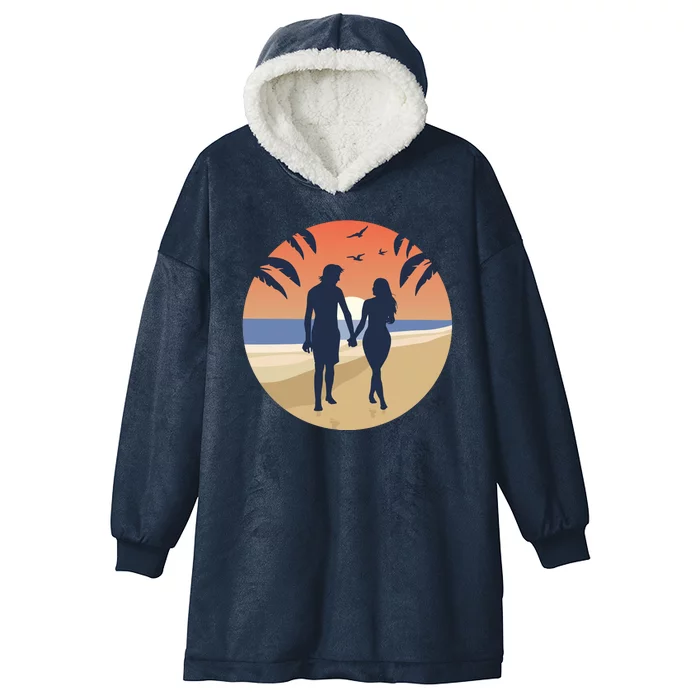 Beach Couple Hooded Wearable Blanket