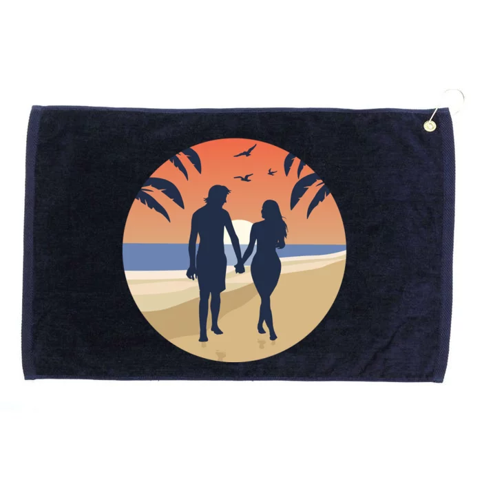 Beach Couple Grommeted Golf Towel