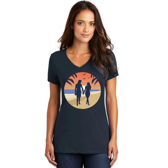 Beach Couple Women's V-Neck T-Shirt