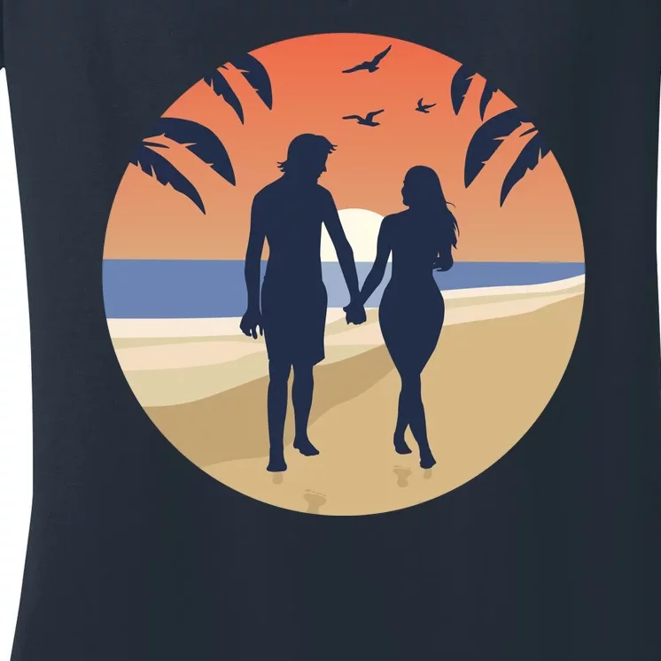 Beach Couple Women's V-Neck T-Shirt