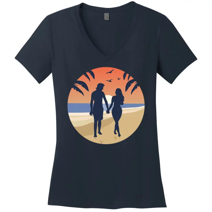 Beach Couple Women's V-Neck T-Shirt