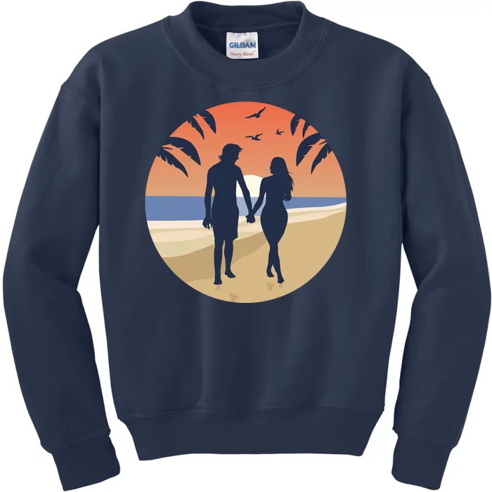 Beach Couple Kids Sweatshirt