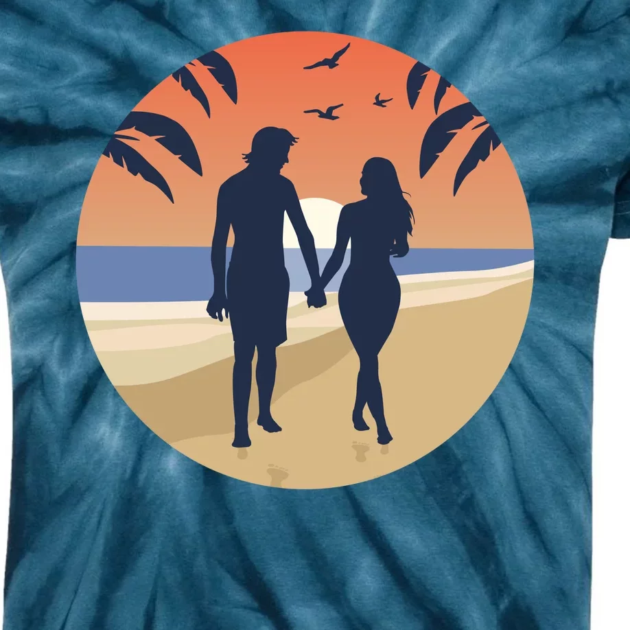 Beach Couple Kids Tie-Dye T-Shirt