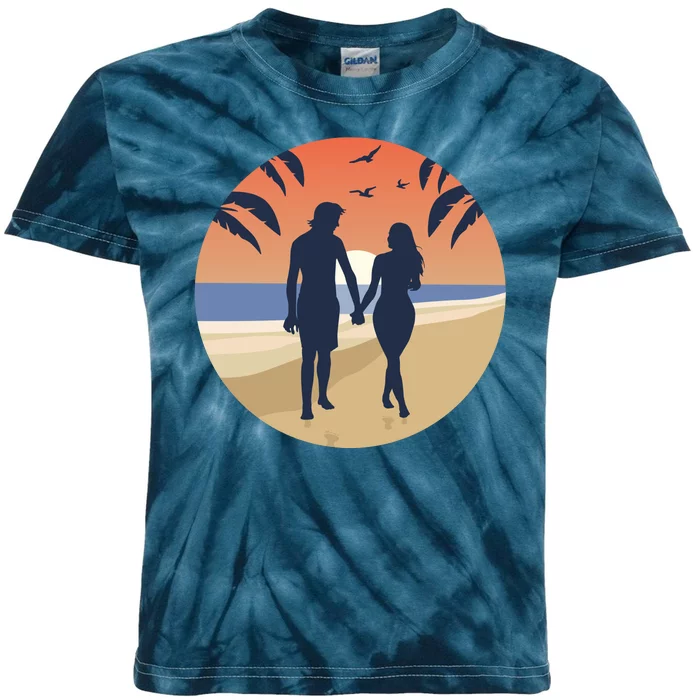 Beach Couple Kids Tie-Dye T-Shirt