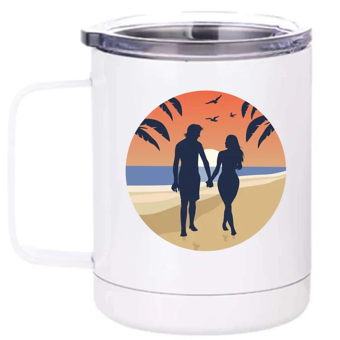 Beach Couple Front & Back 12oz Stainless Steel Tumbler Cup