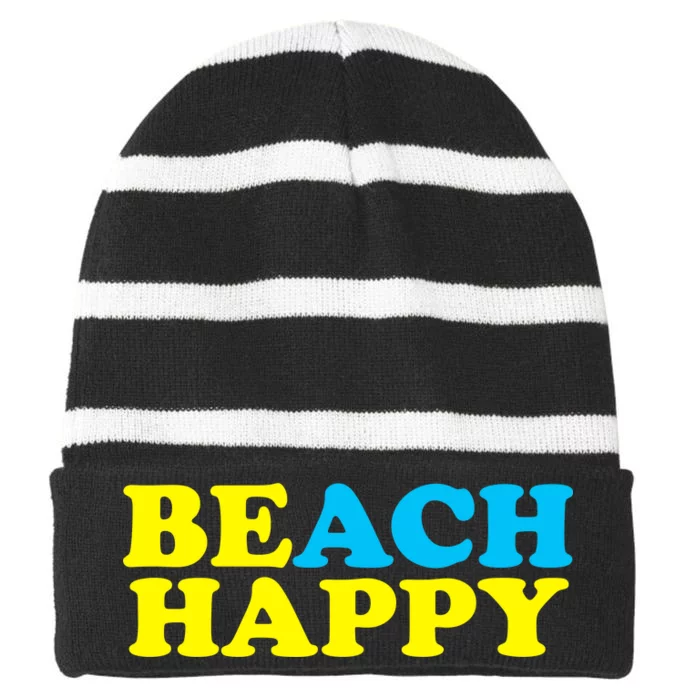 Beach Happy Striped Beanie with Solid Band