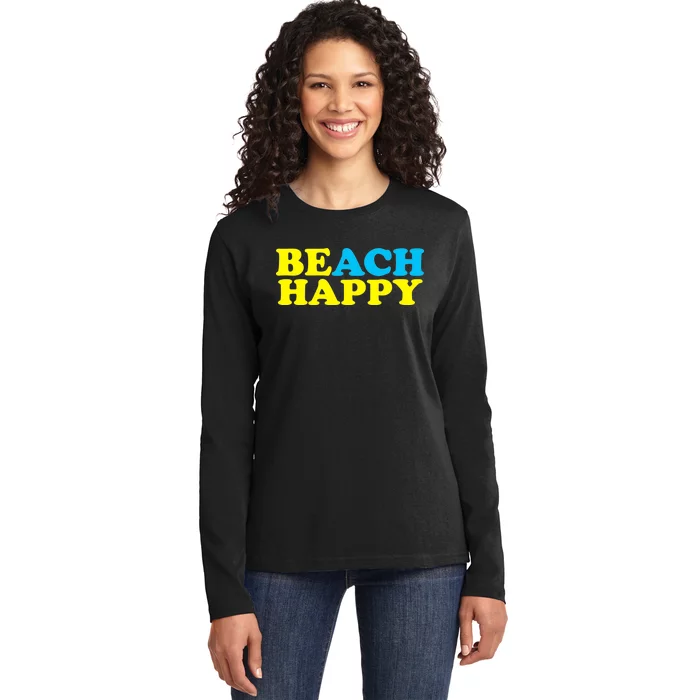 Beach Happy Ladies Long Sleeve Shirt