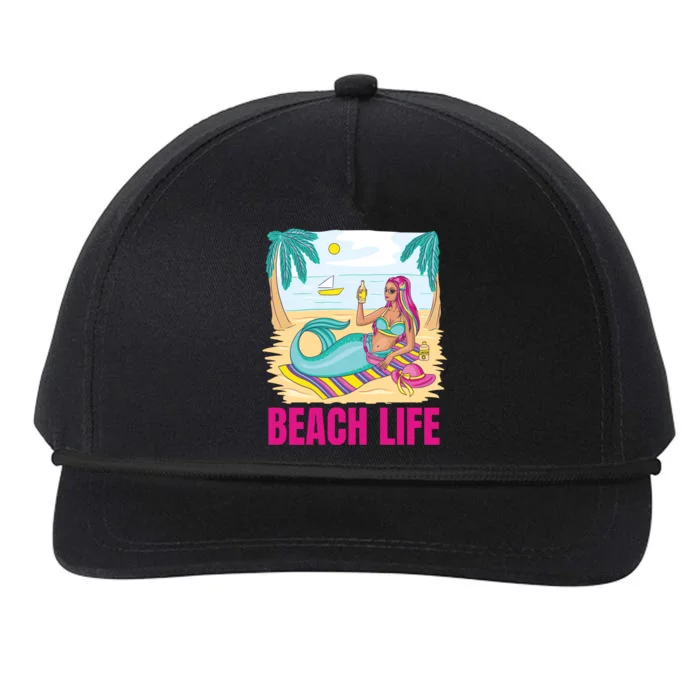 Beach Life Mermaid Snapback Five-Panel Rope Hat