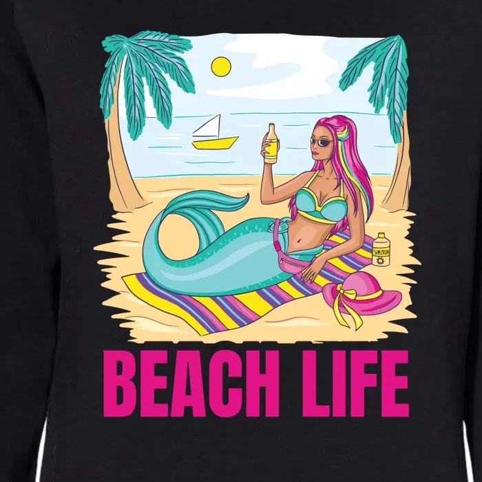 Beach Life Mermaid Womens California Wash Sweatshirt