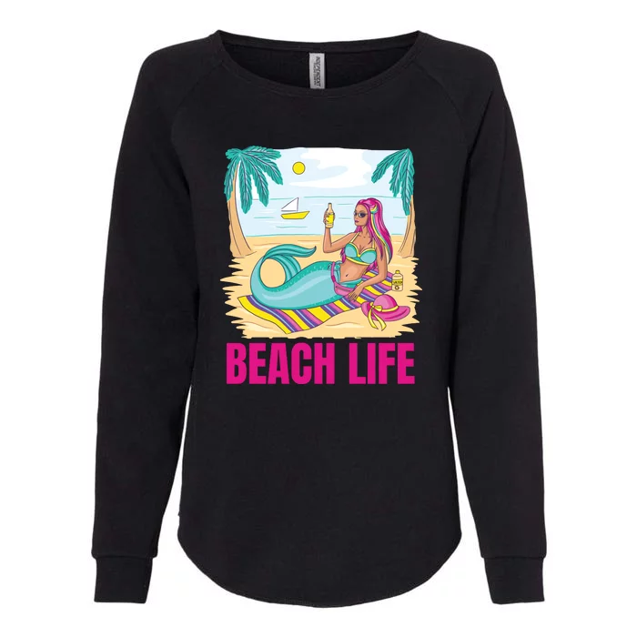 Beach Life Mermaid Womens California Wash Sweatshirt