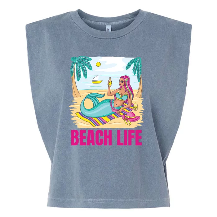 Beach Life Mermaid Garment-Dyed Women's Muscle Tee