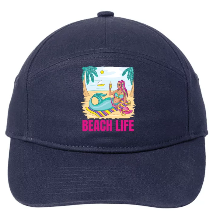 Beach Life Mermaid 7-Panel Snapback Hat