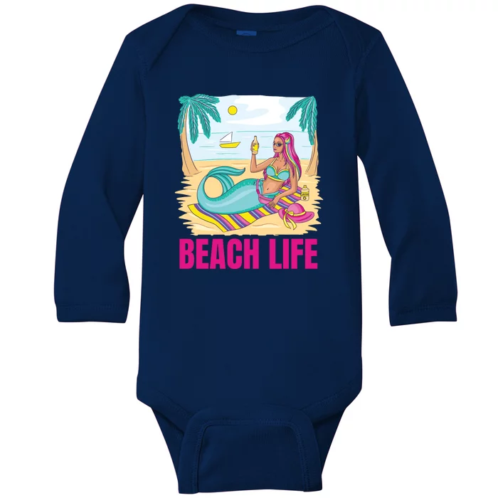 Beach Life Mermaid Baby Long Sleeve Bodysuit