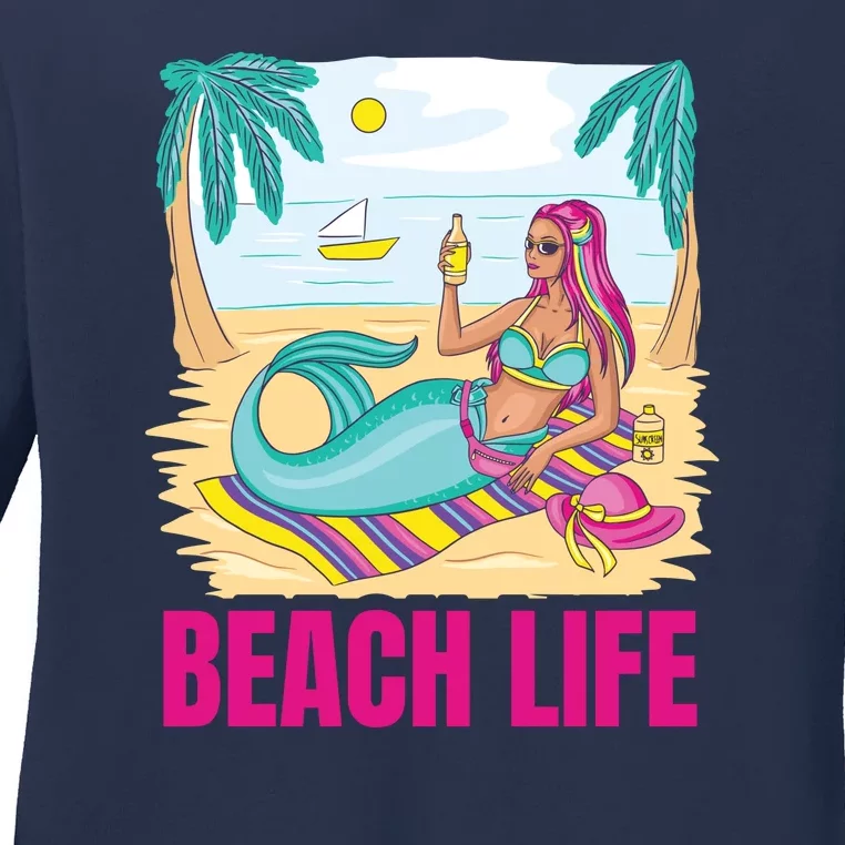 Beach Life Mermaid Ladies Long Sleeve Shirt