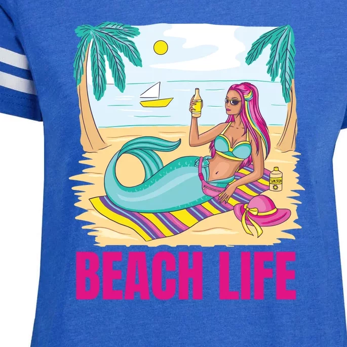 Beach Life Mermaid Enza Ladies Jersey Football T-Shirt