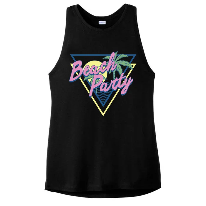 Beach Party Retro Wave Style Ladies Tri-Blend Wicking Tank