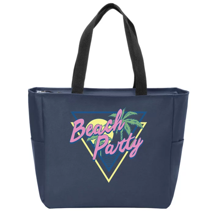 Beach Party Retro Wave Style Zip Tote Bag