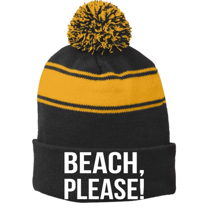 Beach Please! Stripe Pom Pom Beanie