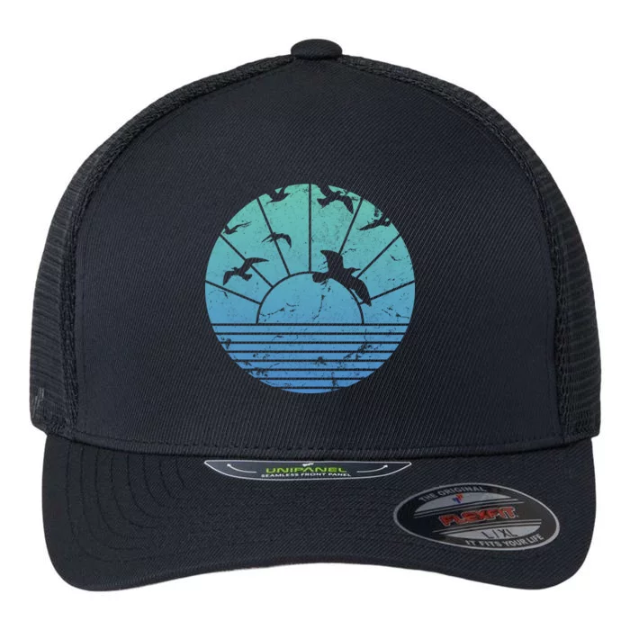 Beach Sunset Seagulls Flexfit Unipanel Trucker Cap