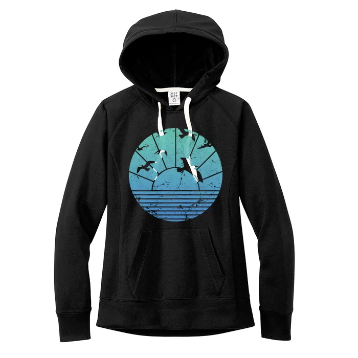 Beach Sunset Seagulls Women's Fleece Hoodie