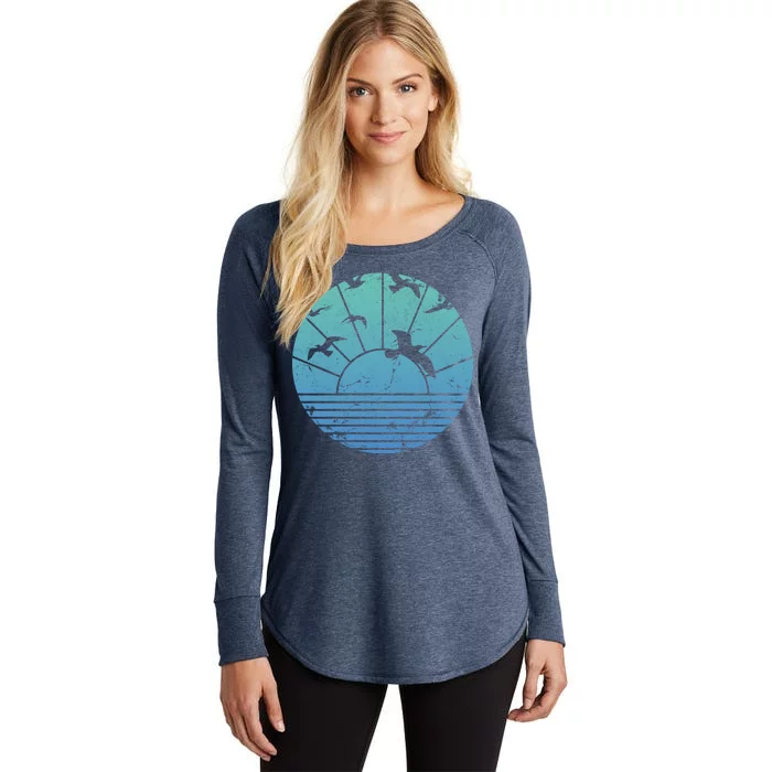 Beach Sunset Seagulls Women's Perfect Tri Tunic Long Sleeve Shirt