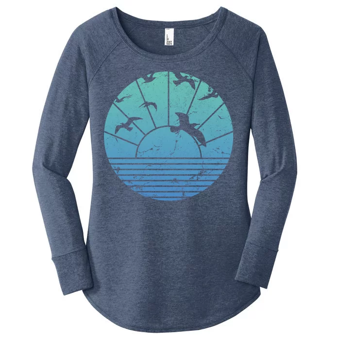 Beach Sunset Seagulls Women's Perfect Tri Tunic Long Sleeve Shirt