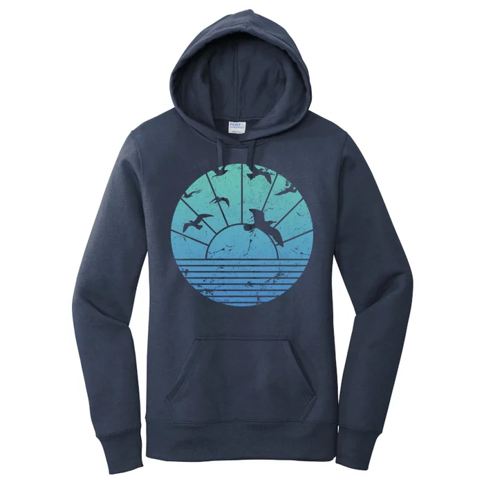 Beach Sunset Seagulls Women's Pullover Hoodie