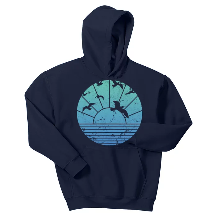 Beach Sunset Seagulls Kids Hoodie