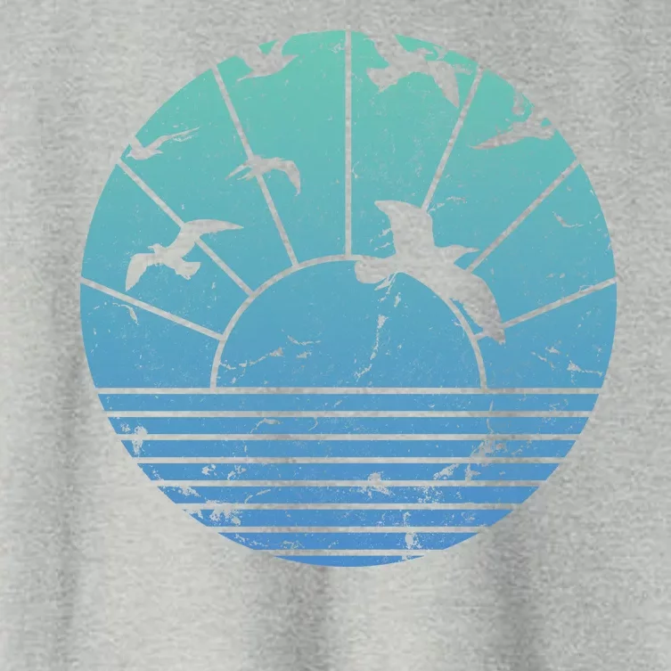 Beach Sunset Seagulls Women's Crop Top Tee