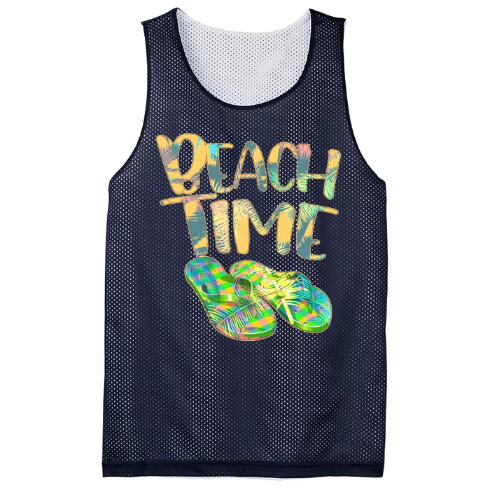 Beach Time Flip Flops Summer Fun Mesh Reversible Basketball Jersey Tank