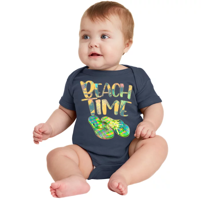 Beach Time Flip Flops Summer Fun Baby Bodysuit