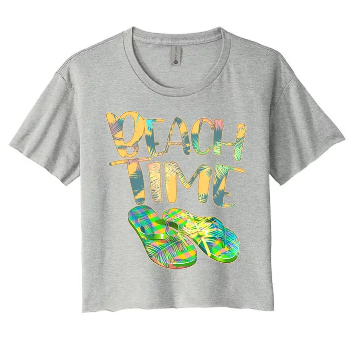 Beach Time Flip Flops Summer Fun Women's Crop Top Tee