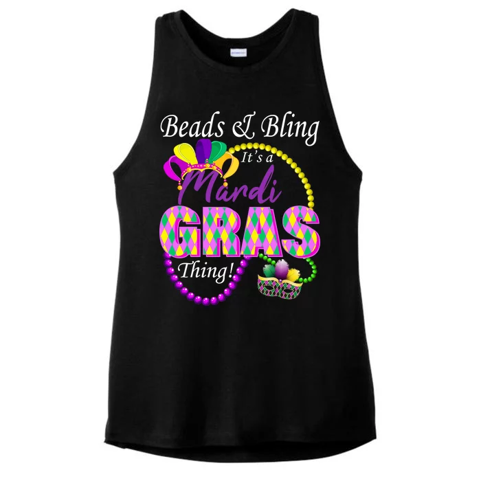 Beads and Bling it's a Mardi Gras Thing Ladies Tri-Blend Wicking Tank