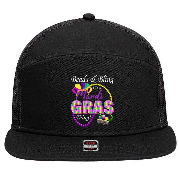 Beads and Bling it's a Mardi Gras Thing 7 Panel Mesh Trucker Snapback Hat