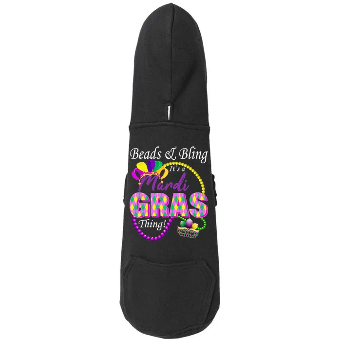 Beads and Bling it's a Mardi Gras Thing Doggie 3-End Fleece Hoodie