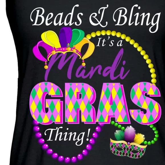 Beads and Bling it's a Mardi Gras Thing Ladies Essential Flowy Tank