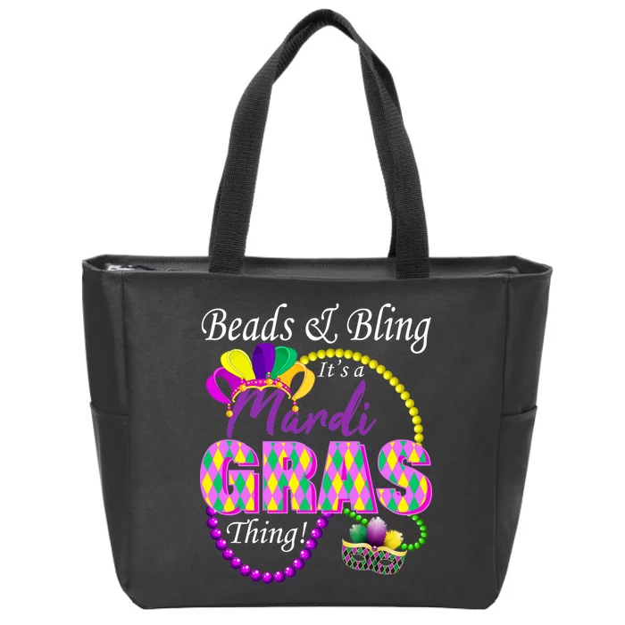 Beads and Bling it's a Mardi Gras Thing Zip Tote Bag