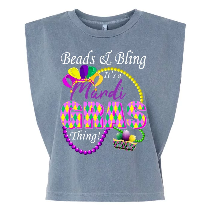 Beads and Bling it's a Mardi Gras Thing Garment-Dyed Women's Muscle Tee