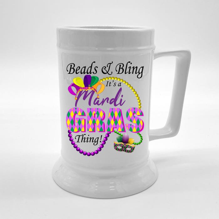 Beads and Bling it's a Mardi Gras Thing Front & Back Beer Stein