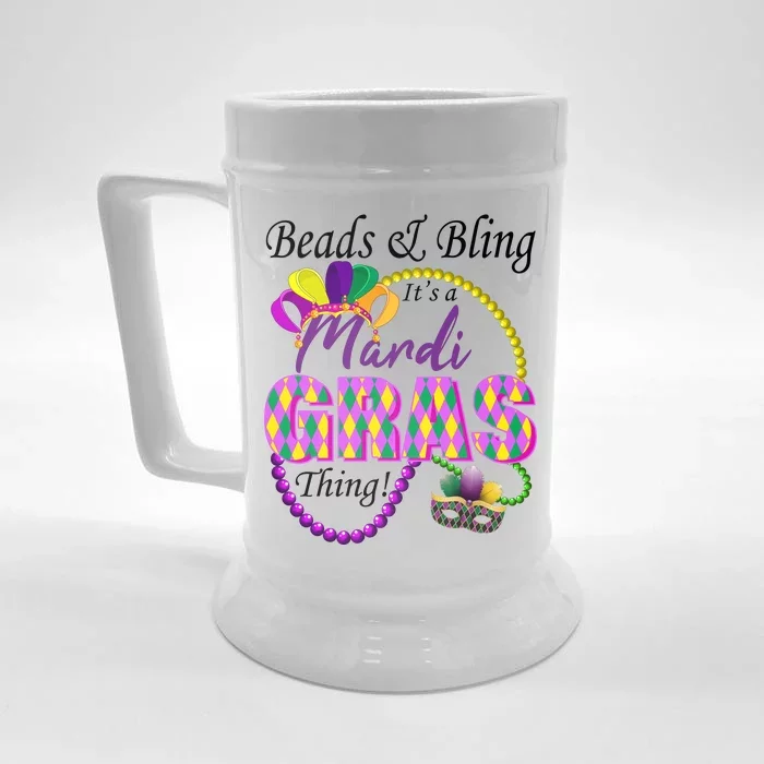 Beads and Bling it's a Mardi Gras Thing Front & Back Beer Stein