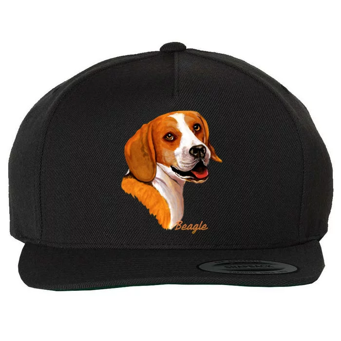 Beagle Dog Signature Portrait Wool Snapback Cap