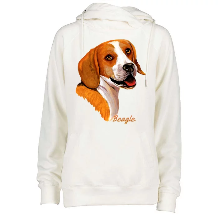 Beagle Dog Signature Portrait Womens Funnel Neck Pullover Hood