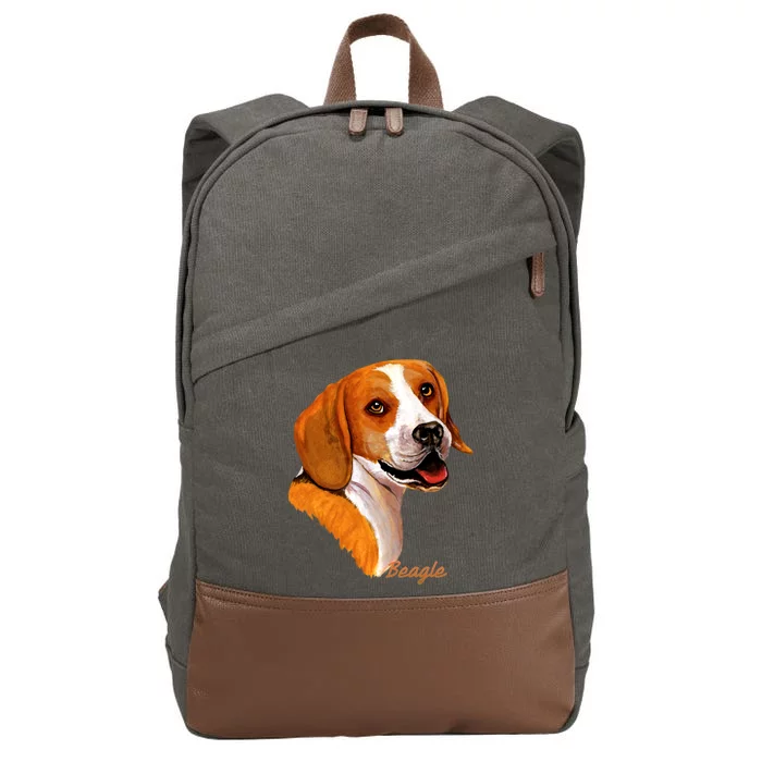 Beagle Dog Signature Portrait Cotton Canvas Backpack