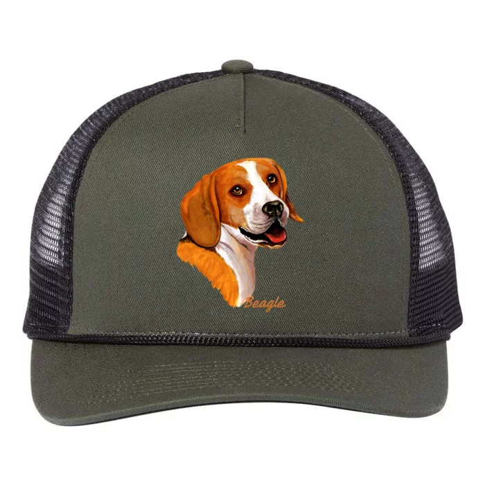 Beagle Dog Signature Portrait Retro Rope Trucker Hat Cap