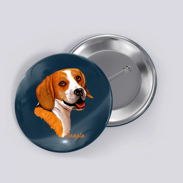 Beagle Dog Signature Portrait Button