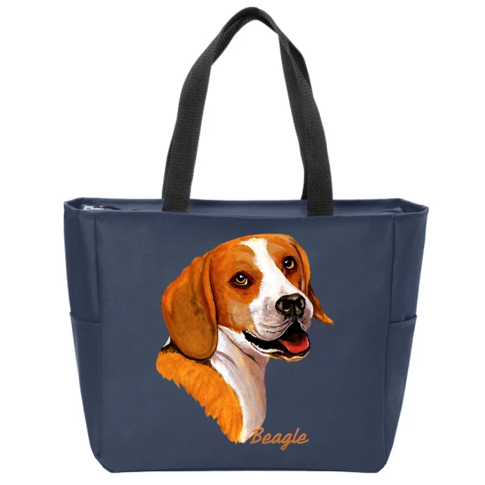 Beagle Dog Signature Portrait Zip Tote Bag