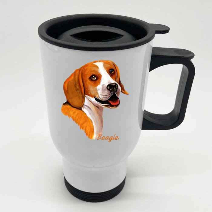 Beagle Dog Signature Portrait Front & Back Stainless Steel Travel Mug