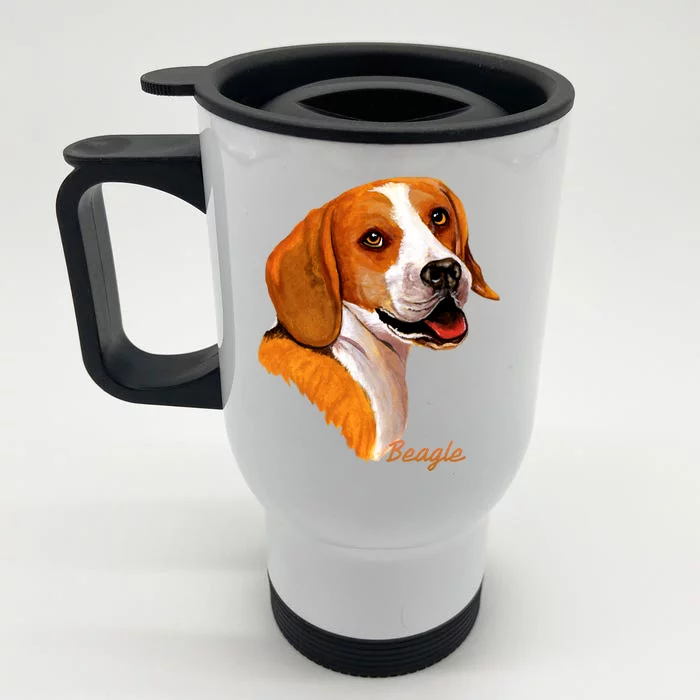 Beagle Dog Signature Portrait Front & Back Stainless Steel Travel Mug