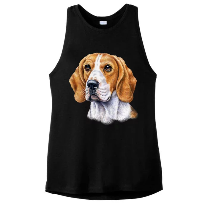 Beagle Face Ladies Tri-Blend Wicking Tank